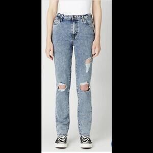 Buffalo David Bitton High Rise Straight Women's Jeans Contrasted & Torn Size 27